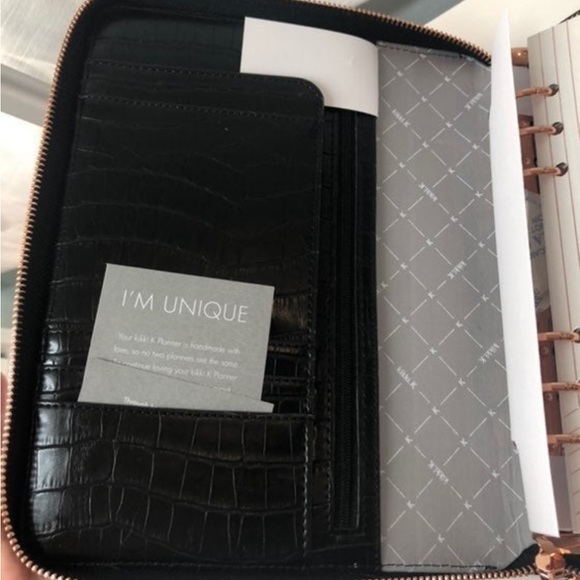 Kikki.K A5 Black Croco Leather Zippered Planner - Picture 4 of 11